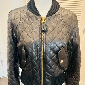 Moschino couture leather bomber jacket. In black. in pristine condition